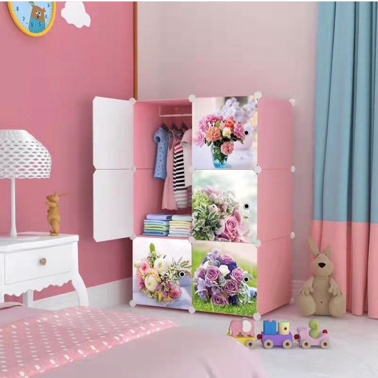 Multipurpose 6 Cubes Portable Wardrobe Cabinet, Clothes Storage Organizer Almirah, 6-Cubes Closet Organizer With Doors, Cute Baby Portable Closet Bedroom Almirah Multipurpose 6 Cubes Portable Wardrobe Cabinet, Clothes Storage Organizer Almirah, 6-Cubes Closet Organizer With Doors, Cute Baby Portable Closet Bedroom Almirah